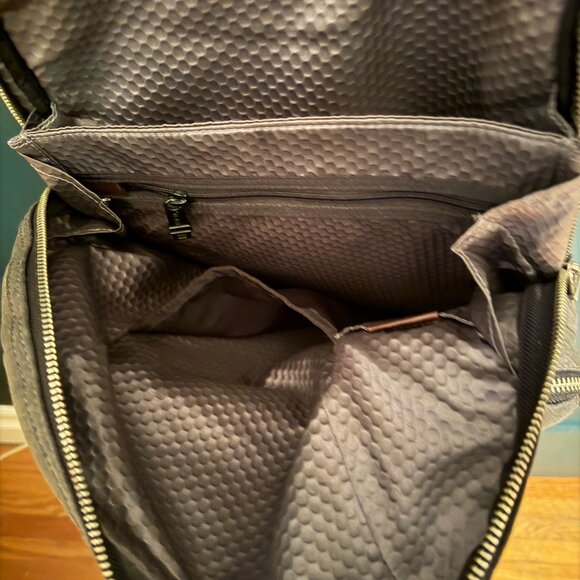 TUMI ALPHA BRAVO Knox Nylon & Leather Grey/Brown Backpack - Picture 3 of 3